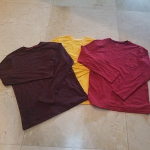 Lot of 3 Boy's Wonder Nation Long Sleeved Pocket Tee's Sz Lg (10/12) BNWT